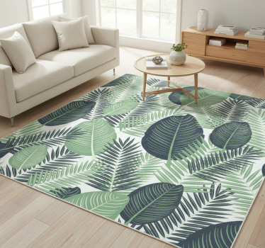 Vinyl rug flowers in green jungle leaves - TenStickers