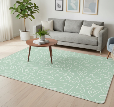 Vinyl rug flowers green think seaweed - TenStickers