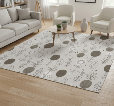 Vinyl rug flowers in earthy tones pattern - TenStickers