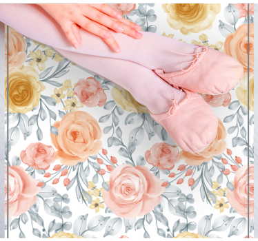 Vinyl rug flowers in floral pink hues - TenStickers