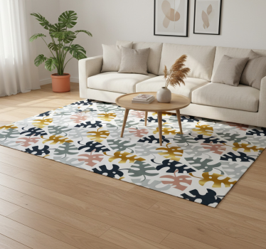 Vinyl rug flowers in golden and multicolor leaves - TenStickers