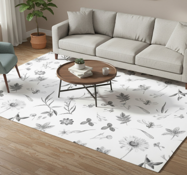 Vinyl rug flowers in gray spring design - TenStickers
