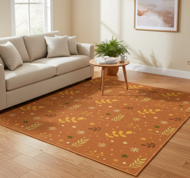 Vinyl rug flowers in orange leaf tones design - TenStickers