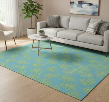 Vinyl rug flowers in summertime green leaves design - TenStickers