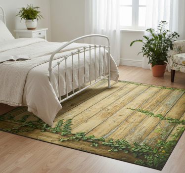 Vinyl rug flowers vines on wood - TenStickers