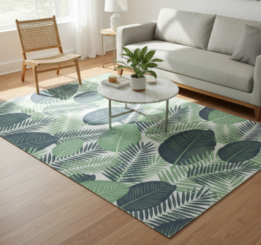 Vinyl rug flowers in jungle green foliage - TenStickers