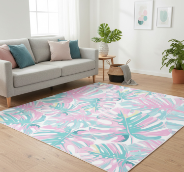 Vinyl rug flowers monstera deliciosa pattern - TenStickers