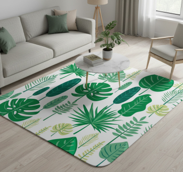 Vinyl rug flowers monstera leaves design - TenStickers