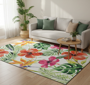 Vinyl rug flowers portable monstera stickers - TenStickers