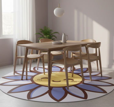Vinyl rug flowers silhouette happy purple flower - TenStickers