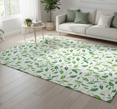 Vinyl rug flowers small green leaves pattern - TenStickers