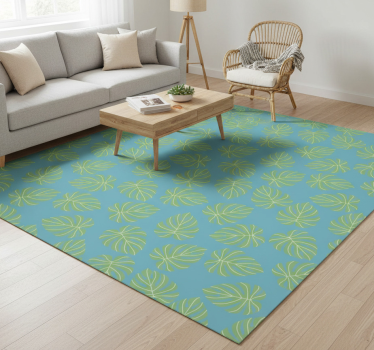Vinyl rug flowers summertime green leaves design - TenStickers