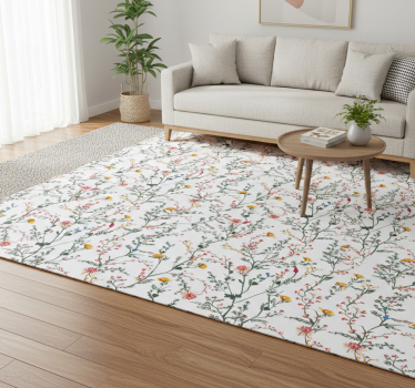 Vinyl rug flowers thin minimalist garden blooms - TenStickers