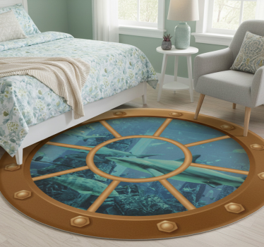 Vinyl rug flowers underwater view portal - TenStickers
