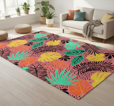 Vinyl rug flowers vibrant leafy elements - TenStickers