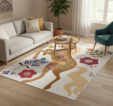 Vinyl rug flowers wild horse folklore design - TenStickers