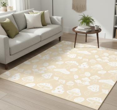 Vinyl rug flowers with beige mushroom designs - TenStickers