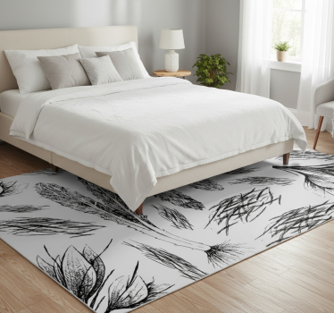 Vinyl rug flowers dried grey design - TenStickers