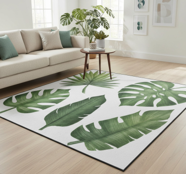 Vinyl rug flowers with large green leaves - TenStickers