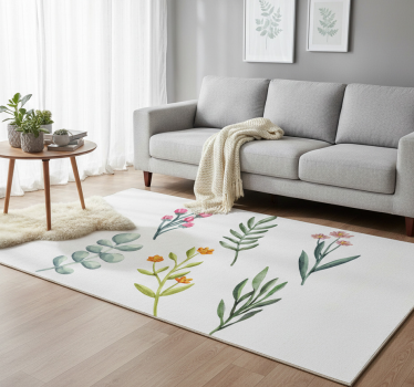 Vinyl rug flowers with plant branches design - TenStickers