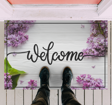 Welcome floral wood effect vinyl flooring - TenStickers