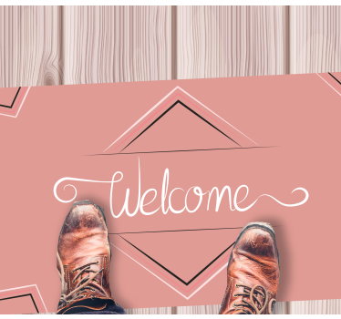 Pink welcome sign entrance hall vinyl rug - TenStickers