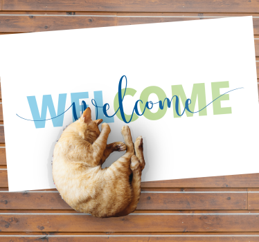 Inviting Entrance Text entrance hall vinyl rug - TenStickers