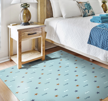 Blue stars motif star vinyl rug - TenStickers