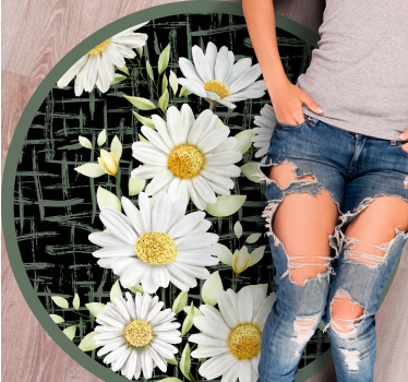White Daisy Arrangement vinyl rug flowers - TenStickers