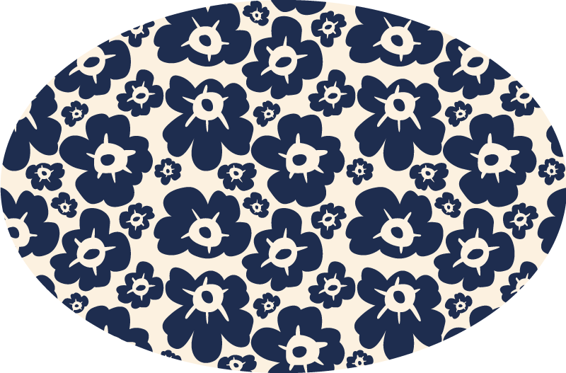 Dark blue poppy vinyl rug flowers - TenStickers