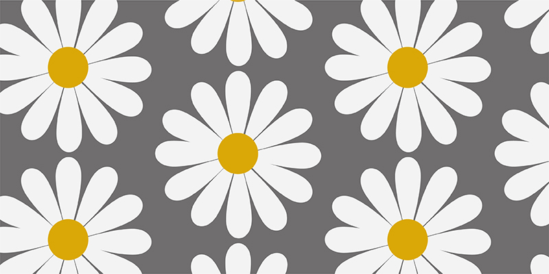 Daisy with a grey background vinyl rug bathroom - TenStickers