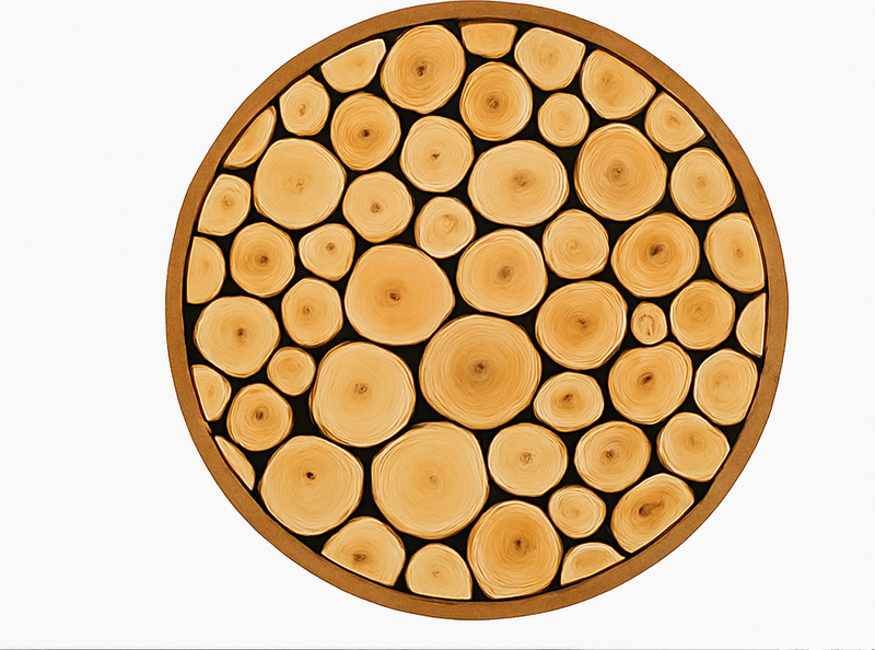 Natural Wood Slice dining room vinyl rug - TenStickers