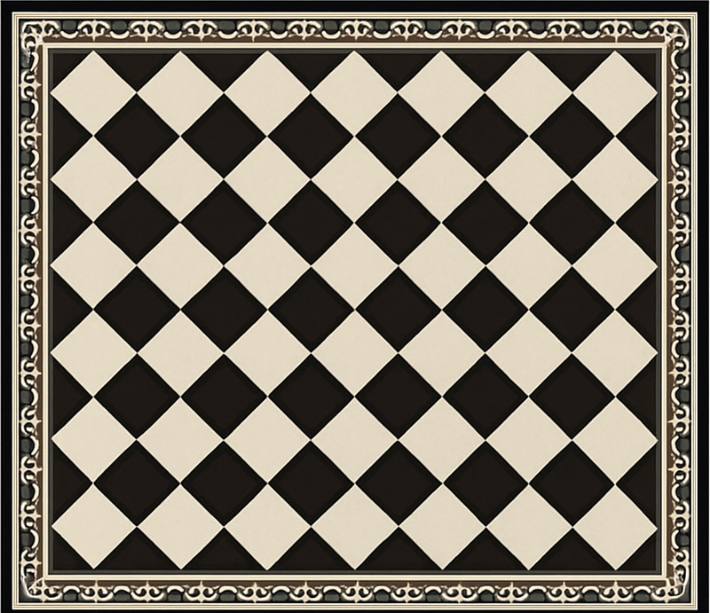Living room vinyl rug black checkerboard design - TenStickers