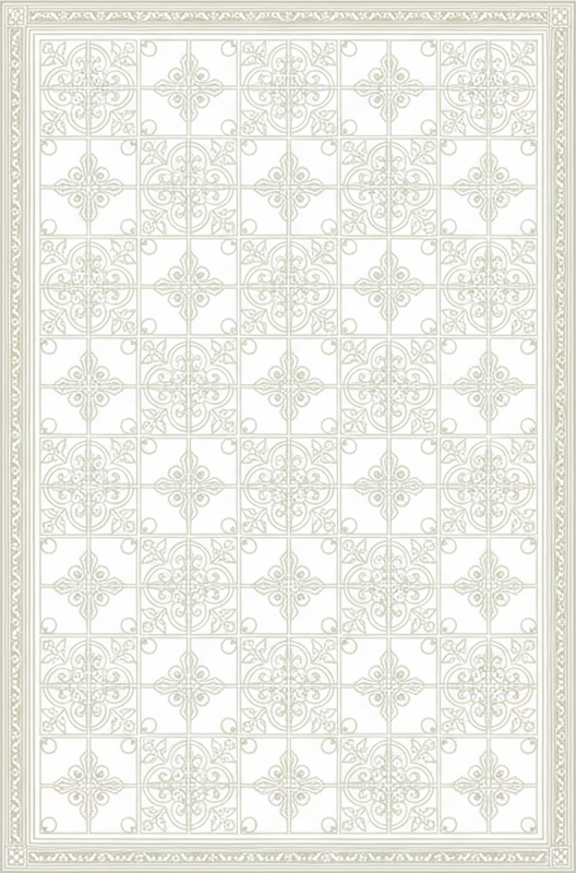Living room vinyl rug beige ornate mat - TenStickers