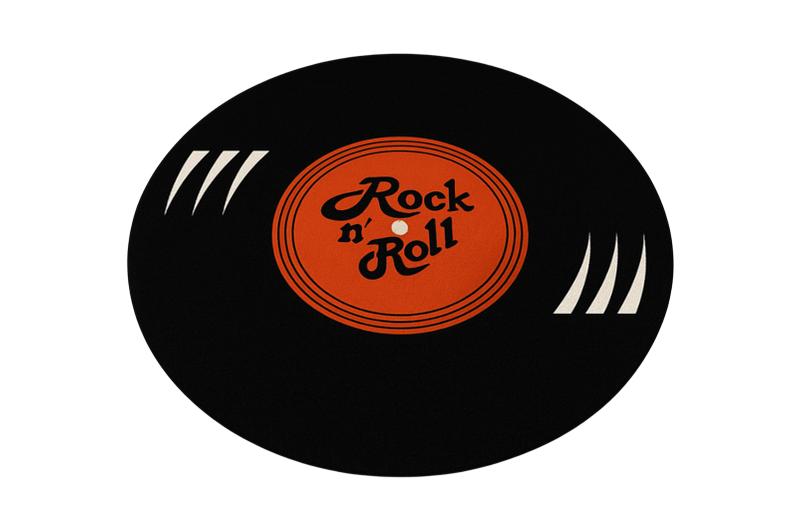 Circular vinyl rug inspired by rock and roll - TenStickers