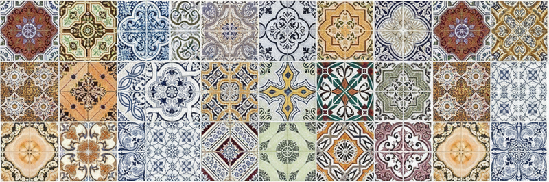 Eclectic mediterranean patchwork kitchen vinyl rug - TenStickers
