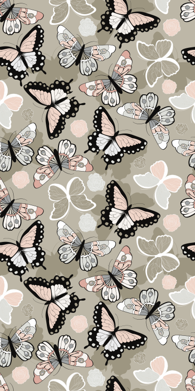 Animal vinyl rug with beige flying butterflies - TenStickers