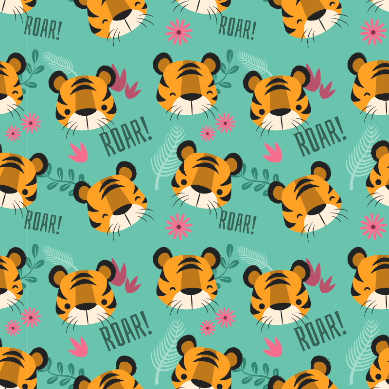 Animal vinyl rug baby tigers roaring - TenStickers