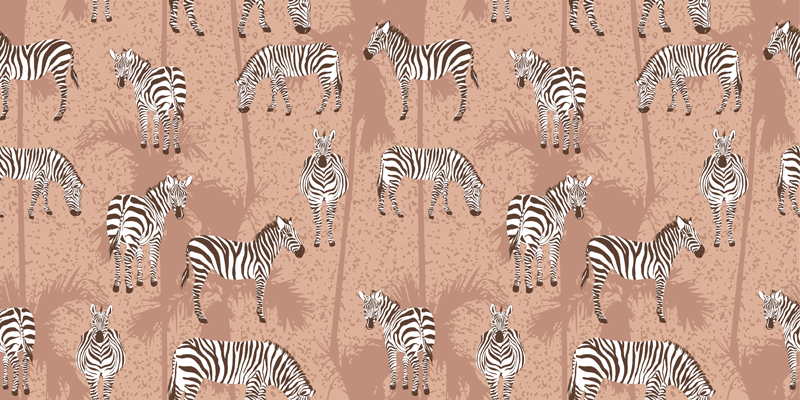 Animal vinyl rug in brown zebra and palms - TenStickers