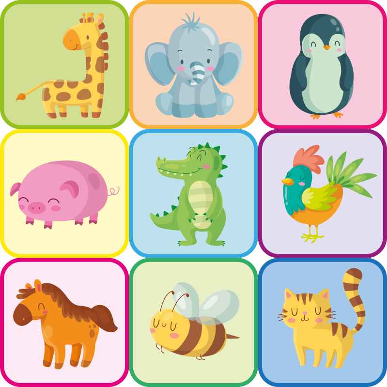 Colorful tiles animal vinyl rug - TenStickers