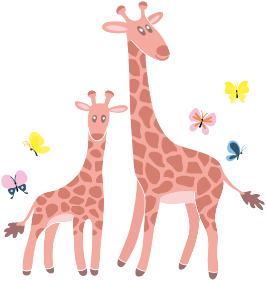 Animal vinyl rug parent and child butterfly giraffe - TenStickers