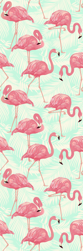 Animal vinyl rug featuring drawn pink flamingos - TenStickers