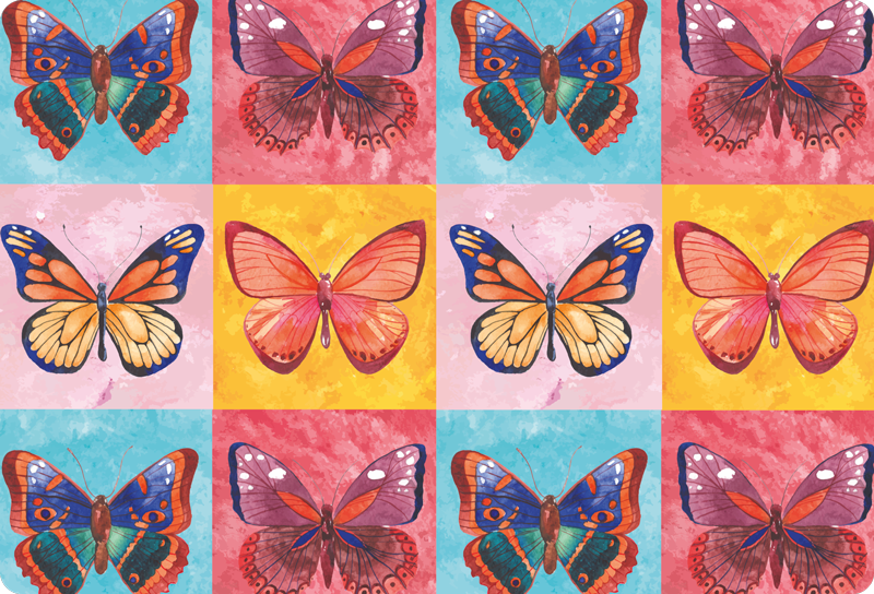 Multicolored butterflies animal vinyl rug - TenStickers