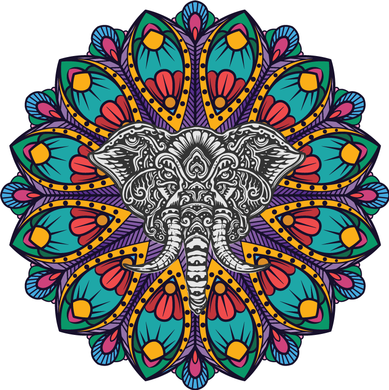Colorful elephant mandala animal vinyl rug - TenStickers