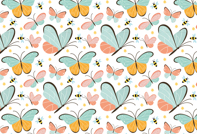 Animal vinyl rug butterflies and bees design - TenStickers