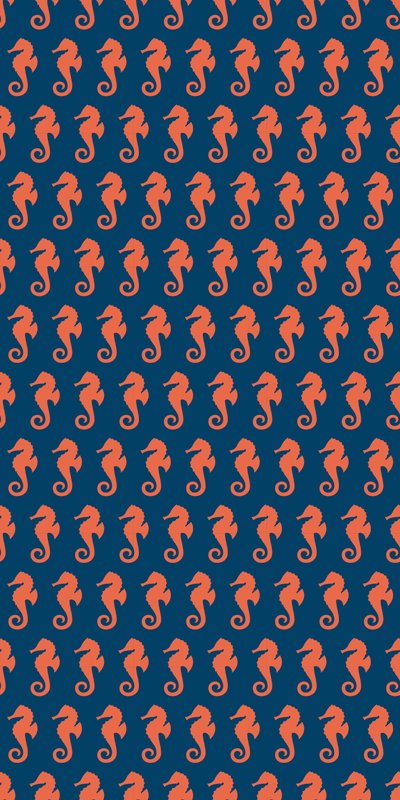 Animal vinyl rug with orange sea horse design - TenStickers