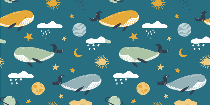 Trendy whale pattern animal vinyl rug - TenStickers