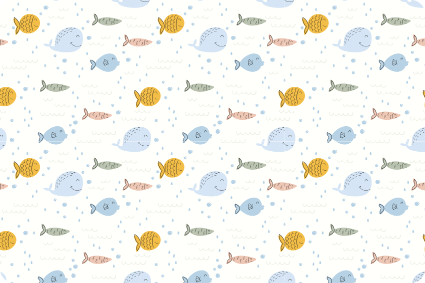 Cartoon multicolor fish animal vinyl rug - TenStickers