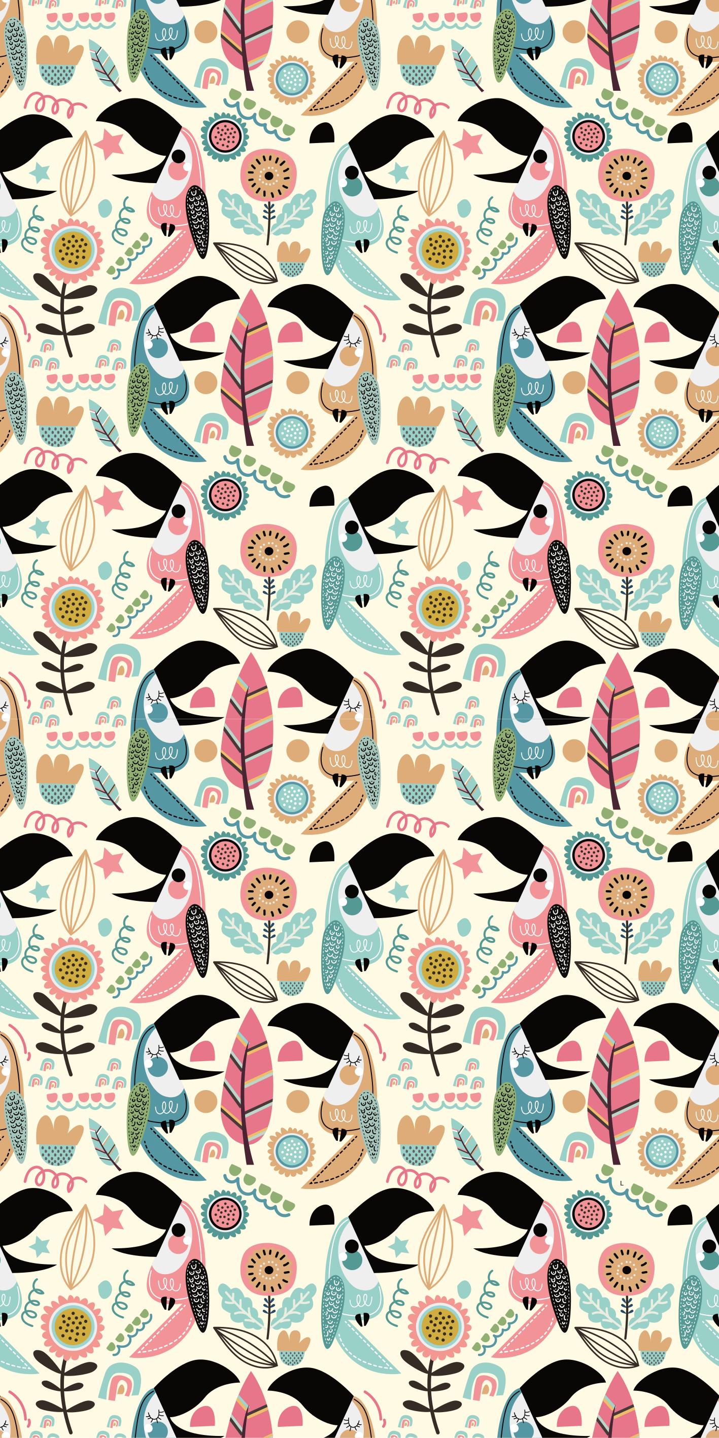 Animal vinyl rug in blue nordic pastel leaves - TenStickers