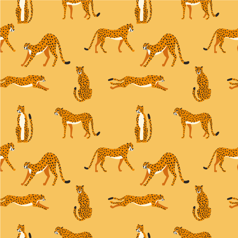Yellow leopards graphic pattern animal vinyl rug - TenStickers